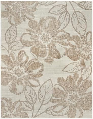 Gertmenian Indoor Outdoor Casual Area Rug - 6x9 Medium, Fade Resistant, Ideal for High Traffic in Living Room, Bedroom, Patio - Woodbury Floral, Beige, 28822 by Gertmenian