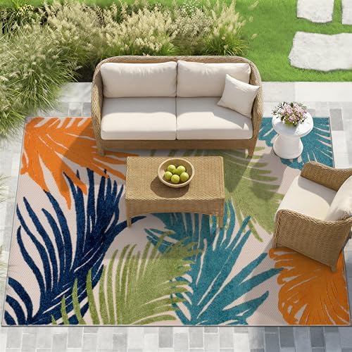 Rugshop Lucca Indoor/Outdoor Contemporary Floral Area Rug Multi 8'8" x 12' - Image 3