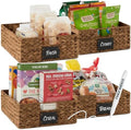 Best Choice Products Set of 4 16x12in Large Water Hyacinth Pantry Baskets, Woven Organizers w/Chalkboard Label, Chalk Marker - Chestnut by BestChoiceProducts