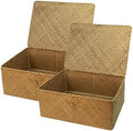 Shelf Storage Baskets with Lid, 2-Pack Wicker Storage Basket, Woven Seagrass Decorative Boxes, Coffee XXLarge+XXL by Unknown