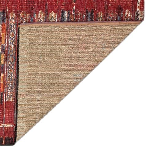 Liora Manne Marina Low Profile Durable Indoor/Outdoor Woven Rug- Tribal Stripe Red 7'10" x 9'10" - Image 6