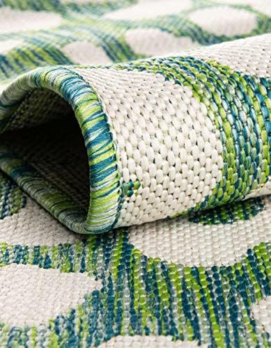 Unique Loom Outdoor Safari Collection Area Rug - Leopard (10' Square, Green Blue/ Ivory) - Image 5
