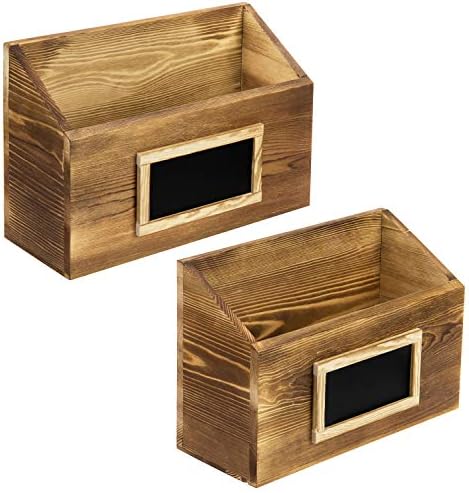 MyGift Rustic Burnt Wood Wall Mounted Mail File Magazine Holder Set of 2 - Image 6