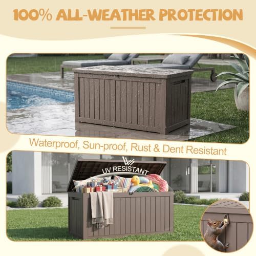Outdoor Storage Box Waterproof, 300 Gal Gen 2 Resin Deck Box With Wheels - Image 6