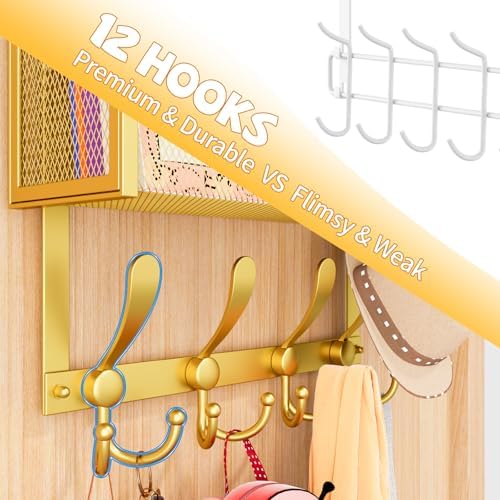 Kaiferty Over The Door Hooks Organizer, Coat Rack Over The Door Storage Hanger Towel Rack, Back of Door Storage Organizer for Bathroom,Bedroom,Kitchen,Office (Gold, 4-Tier) - Image 5