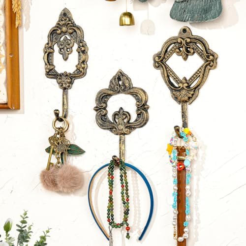 Sungmor Set of 3 Decorative Cast Iron Wall Hooks - Vintage Black Gold - Image 3