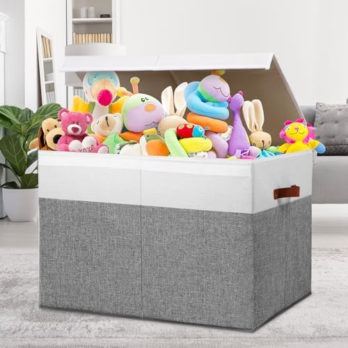 Large Toy Storage Box with Lid, Toy Chest Bin Boxes Basket with Dividers - Image 2
