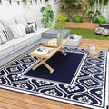 Outsunny Outdoor Rug for Patio Waterproof 9' x 10' Blue & White Gourd by Outsunny