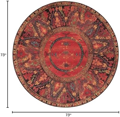 Unique Loom Outdoor Tribal Collection Area Rug - Quepos (6' 1" Round, Multi/ Black) - Image 2