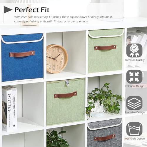 4PCS Storage Cubes with Lids Cotton Linen Fabric Bins Boxes - Image 2