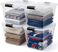 HOMZ Clear Plastic Storage Bins with Latching Lids, 31 Qt, Gray, 4 Pack by Homz