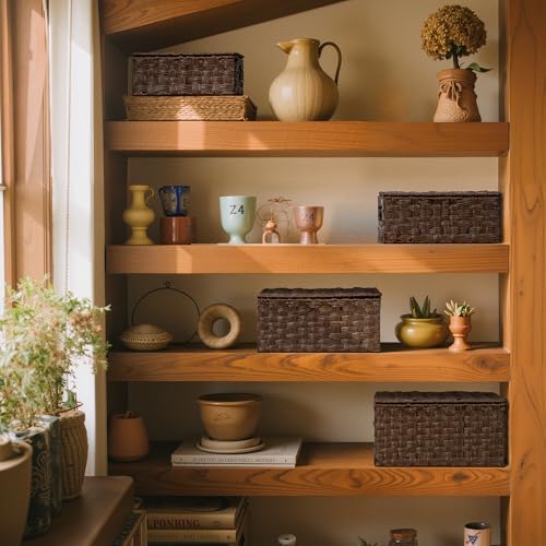 GRANNY SAYS Wicker Basket with Lid, Decorative Storage Baskets for Shelves - Image 4