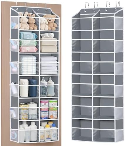Univivi Over the Door Organizer, 6 Tiers Large Behind Door Storage, Grey by Univivi