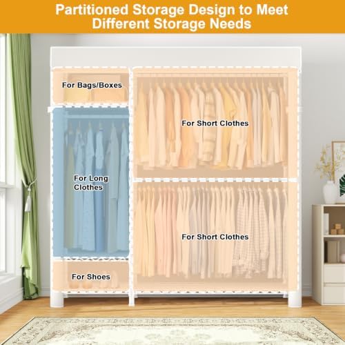 ULIFHOME F7C Clothes Rack with Cover, Covered Clothing Rack Heavy Duty - Image 5