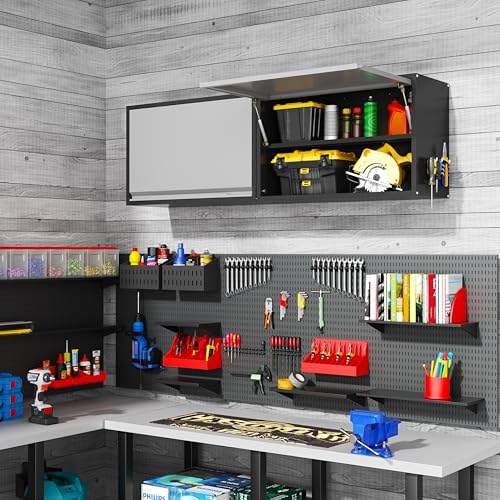 Garage Wall Cabinet, 19.7" H Metal Wall Cabinet with Up-Flip Door - Image 2