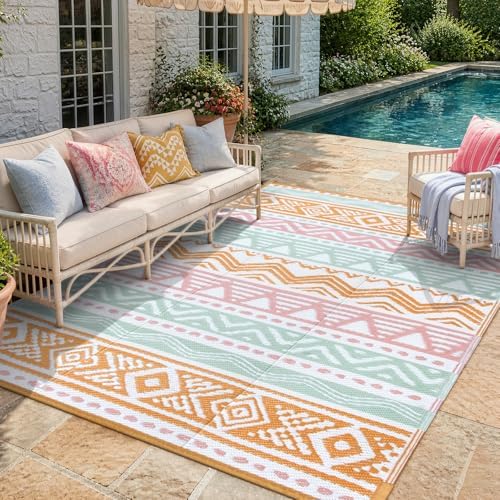 Lahome Waterproof Outdoor Rug 6x9, Reversible Outdoor Plastic Straw Rug - Image 6