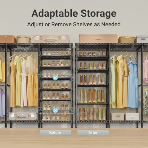 VIPEK S4 Clothes Rack with Shoe Shelves for Bedroom/Walk-In Closet, Black - Image 6