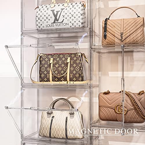Purse Storage Organizer for Closet 3 Packs Clear Handbag Storage Organizer Acrylic Display Case for Collectibles Stackable Bag Organizer with Magnetic Door for Backpack, Figure, XXX-Large - Image 5