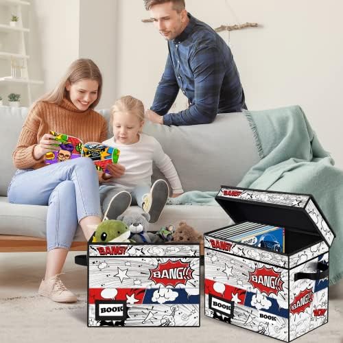 10 Pack Comic Book Storage Box, 15.8" X 7.8" X 11.8", Heavy Duty Collapsible Holds 160-180 Comic Book Bin Container Holder Shelf (Cartoon Clock) - Image 6