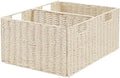 Vagusicc Wicker Storage Basket, Set of 2 Hand-Woven Paper Rope Wicker Basket, Small Storage Baskets for Organizing Toilet Paper Baskets, Foldable Large Cube Storage Organizer Bin for Shelves (Beige) by Vagusicc