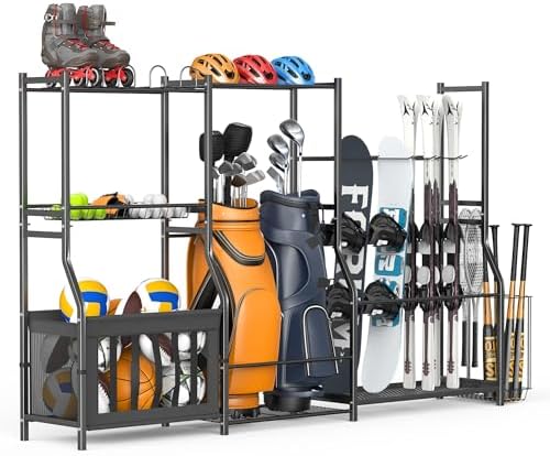 WALMANN Garage Sports Equipment Organizer Stand, Freestanding Ski Rack by WALMANN