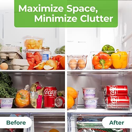Greenco Refrigerator Organizers and Storage - Clear Fridge Organizer Bins Set, Shatterproof Plastic with Easy-Grip Handles, Stackable Kitchen Organization Solution for Home and RV - Set of 6 - Image 3
