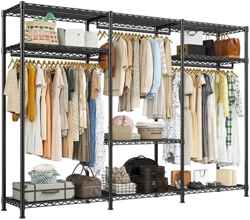 Raybee Clothes Rack, Freestanding Closet Storage System, 3 Rods 9 Shelves by Raybee