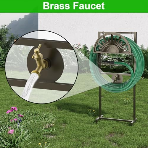 Garden Hose Holder with Faucet Holds 150-Feet Hose for Outside 4 Spikes - Image 3