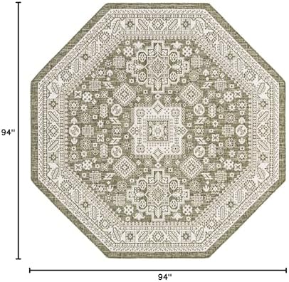Rugs.com - Outdoor Aztec Rug – 8 Ft Octagon Green Indoor/Outdoor Rug – Weather-Resistant Flatweave Area Rug for Patio, Deck, and Porch - Image 2