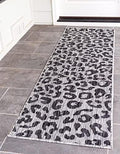 Unique Loom Outdoor Safari Collection Area Rug - Leopard (2' x 8' Runner, Light Gray/ Gray) by UniqueLoom
