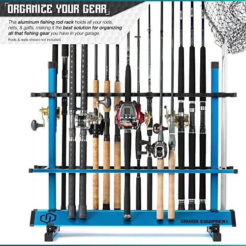Savior Equipment Fishing Rod Rack Holder Organizer, 24-48 Slots to Hold Fresh Salt Water Spinning Rods & Reel Combo, Lightweight Aluminum Vertical Fish Pole Garage Storage Ground Display Stand - Image 2