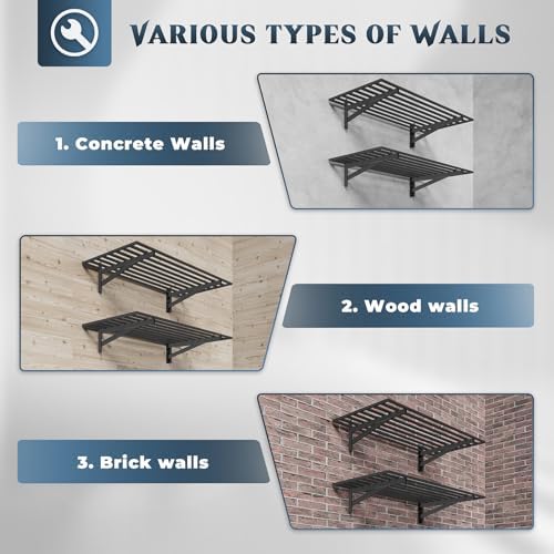 Jusgym 2 Pack Garage Shelving Wall Mounted with 8 Hooks, 2x4ft, 500lbs - Image 6