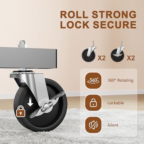 Hoctieon Z Clothes Rack with Cover, Metal Heavy Duty Clothing Rack, Rolling Garment Rack with Wheels, with Dustproof Cover Waterproof Protector, with 2 Durable Zippers, for Hanging Clothes, Grey - Image 3