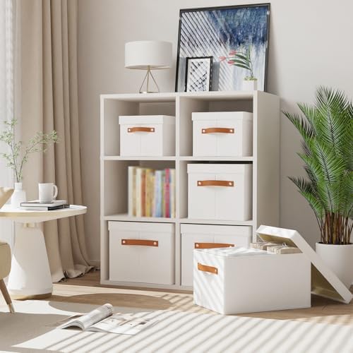 Fabric Storage Baskets,White Boxes,7.1 x 9.1 x 13In,5 Pack - Image 2