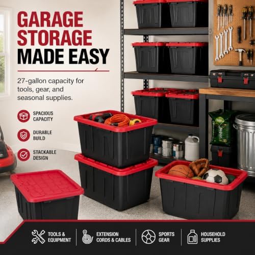 Storage Bins 27 Gal Stackable with Lids 4 Pack for Garage Basement - Image 5