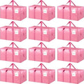 12 Pack Extra Heavy Duty Large Moving Bags with Strong Zipper, Pink by Fygrip