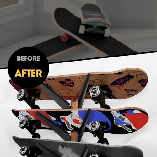 J JACKCUBE DESIGN Skateboard Wall Mount Storage Rack, Longboard Organizer Horizontal Display Holder Floating Shelf for 5 Skate Deck - MK957A - Image 3