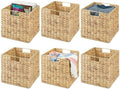 mDesign Natural Woven Hyacinth Cube Organizer Basket with Handles, Storage for Bathroom, Laundry Room Shelf or Nursery - Perfect for Cubby Storage Units - Hold Blankets and Books - 6 Pack, Natural/Tan by mDesign