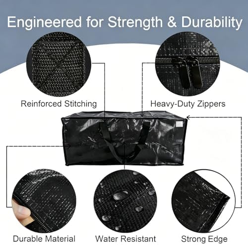 12 Pack Heavy Duty Moving Bags Extra Large Packing Bags, Black - Image 4