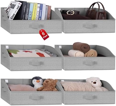 WUIKE 6-Pack Trapezoid Storage Bins, Herringbone Gray, Extra Large by WUIKE