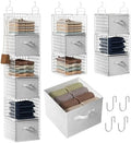 Closet Hanging Organizer with Drawers, 6 Tier Metal Closet Organizers and Storage with 4 Hanging Hooks 4 S-Hooks for Wardrobe Laundry Room, Wire Storage Shelf for Clothes Sweaters Pants (White) by Orapoke