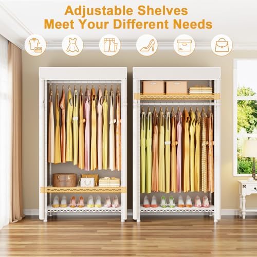 ULIFHOME H5C Clothes Rack with Cover, Covered Clothing Rack Heavy Duty - Image 4