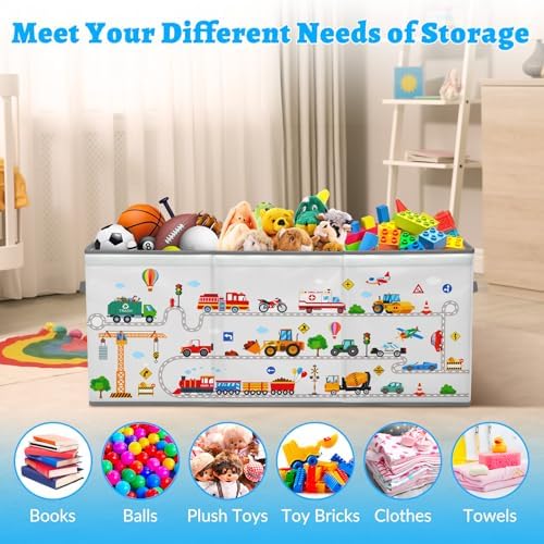 decalsweet Large Toy Box Collapsible Chest Organizer with Flip Lid for Kids - Image 4