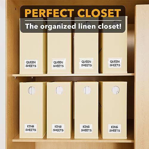 SpaceAid 16 Pack Bed Sheet Organizers and Storage, Foldable Sheet Organizer for Linen Closet, Sheets Set Folder Keeper with Window XL (Queen & King Size) Bedding Container (Beige, 16 Pack) - Image 5