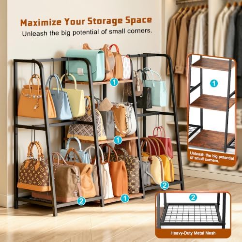 Extra Wide Purse Organizer Rack for Closet, 3-Tier Handbag Storage Stand - Image 3