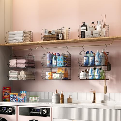 5 Tier Extra Large Closet Hanging Organizer with 5 Dividers,16.5"L x 11.8"W x 51.4"H Closet Organizers and Storage with 5 S Hooks,Clothes Organizer for Sweaters Clutches Handbags Hats Accessories - Image 4