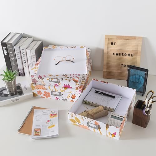 Soul & Lane - Keepsake Storage Boxes with Lids, Set of 3, Floral Collage - Image 6