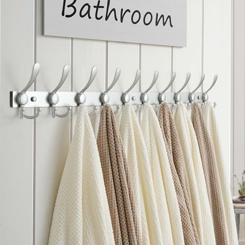 Dseap Coat Rack Wall Mount 37 Inch, Heavy Duty 12-Gauge Base vs Flimsy 1mm, Double-Thick Solid Anti-Snap Hooks, 16” Stud-Mount, Stainless Steel 10-Hook Hanger for Closet Entryway, Silver - Image 5