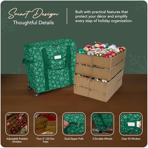 Covermates Rolling Adjustable Ornament Storage Bag, 19.25"W x 13"D x 18.5"H - Image 4