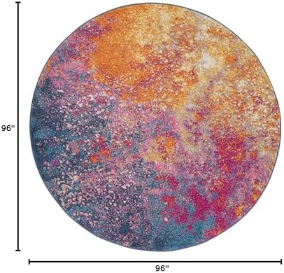 Nourison Home Passion Sunburst 8' x Round Area-Rug, Modern, Abstract, Easy-Cleaning, Non Shedding, Bed Room, Living Room, Dining Room, Kitchen, (8' Round) - Image 2